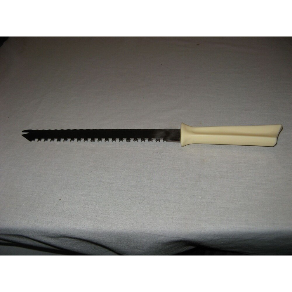 VINTAGE QUIKUT QUIKKLE STAINLESS 15.5" DOUBLE SIDED CARVING BREAD KNIFE SERRATED